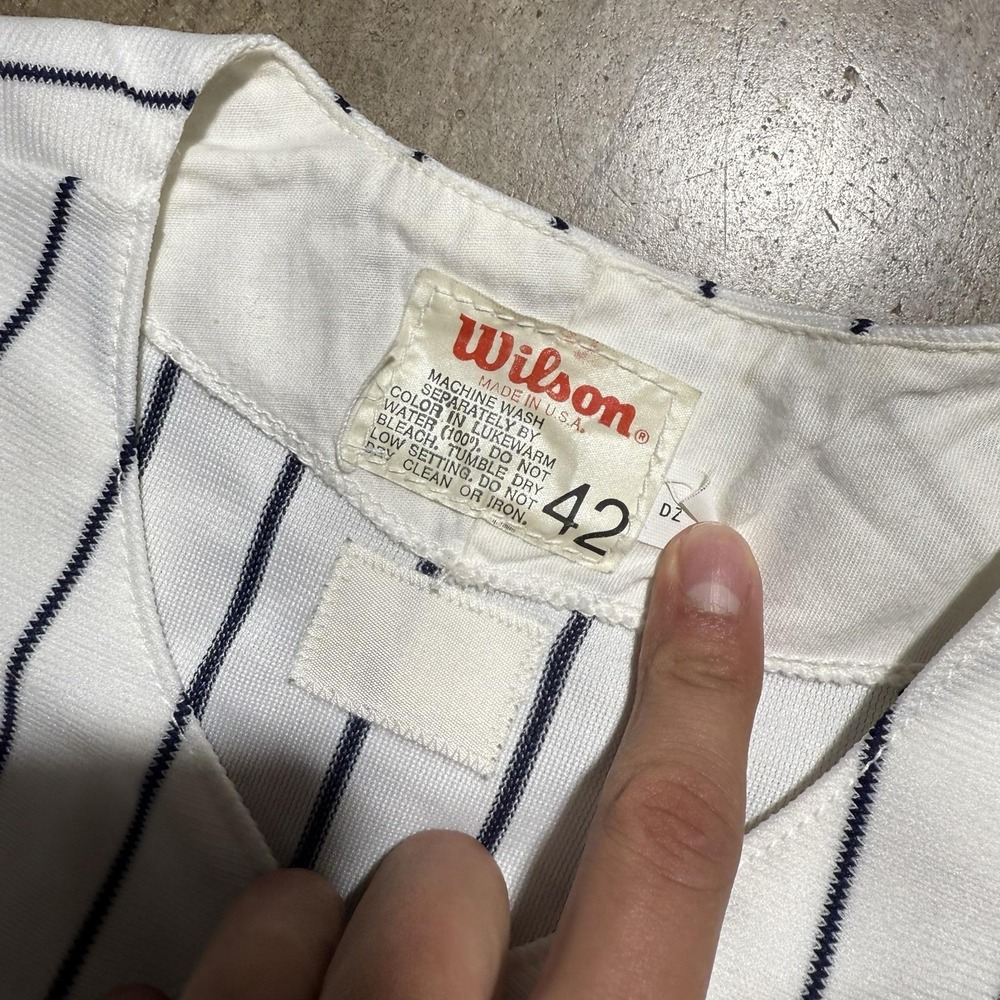Vintage Auburn Tigers Jersey Mens 42 White Baseball Wilson Button Pinstripe 90s - Picture 3 of 6